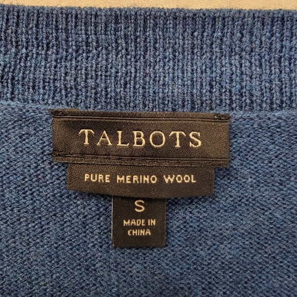 Talbots Sweater Blue Red Stripe Fine Merino Wool Long Sleeve Pullover Preppy S - Picture 4 of 12